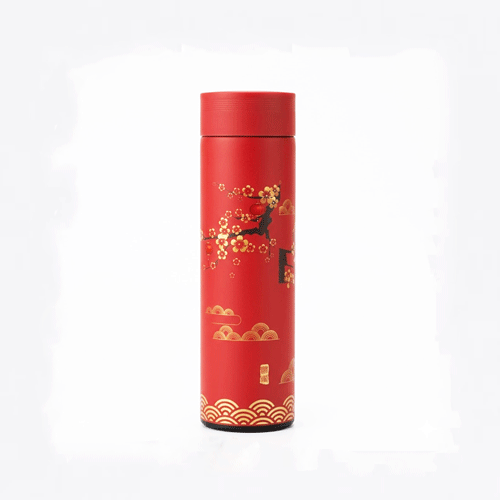 Floral Printed Water Bottle 500ml - Red •