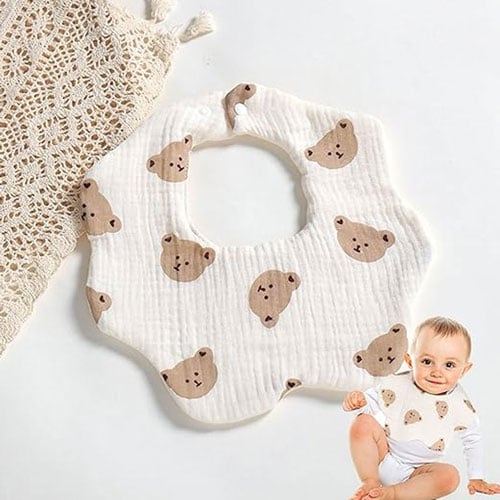Baby Bear Head Solid Color Cute Pattern Baby Bibs (240019)