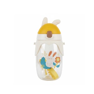 Premium Kids Water Bottle Strap & Straw 460ml - Rabbit