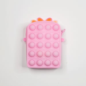 Baby Cartoon Silicon Popit Bag With Stardust - Baby Pink