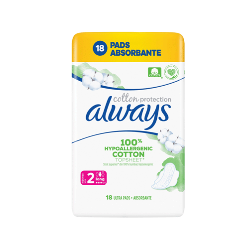 Always Cotton Protection Ultra Long Pantyliners with Wings Size 2 -18pcs