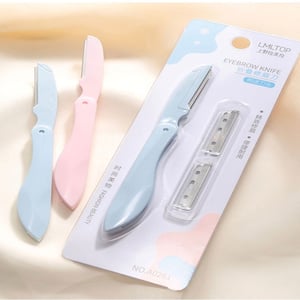 LMLTOP Folding Eyebrow Knife With Extra 2 Blades - Baby Pink