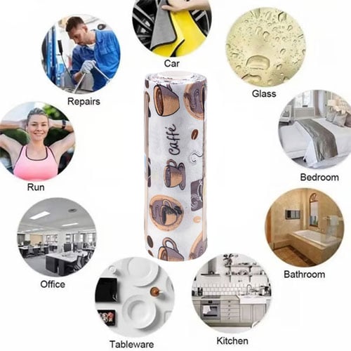 Microfiber Multi-Purpose 20pcs Cloth Roll - Coffee