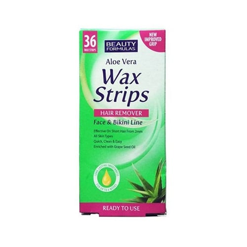 Beauty Formulas Aloe Vera Wax Strips Hair Remover 36's •