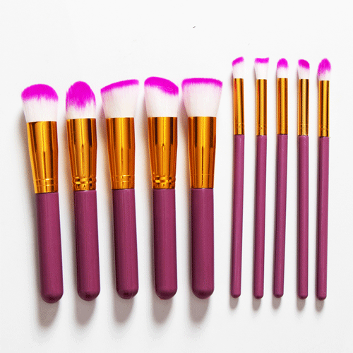 Premium Makeup Kabuki Brush Set 10pcs - Dark Magenta