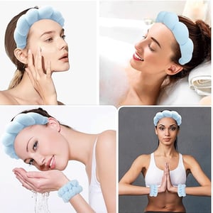 Sweet Beauty Spa Headband & Wristband Set - Baby Blue