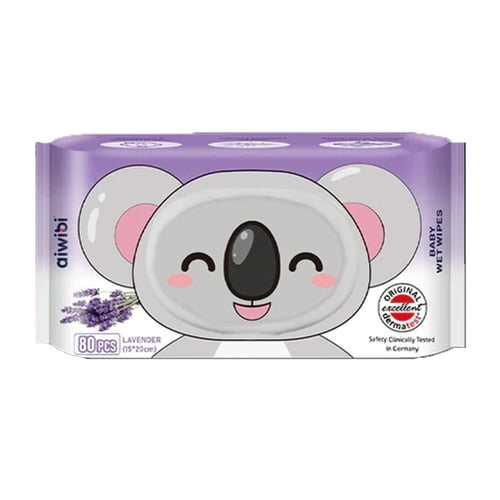 Aiwibi Lavender Flavor Aroma Serene Hypoallergenic Care Wet Wipes 80pcs•