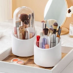 360 Rotary Cosmetic Brush Storage Bucket - White