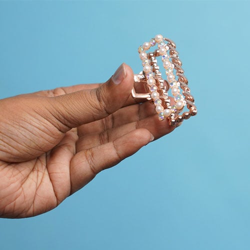 Rectangle Shape Rhinestone Metal Hair Clip - Bronze
