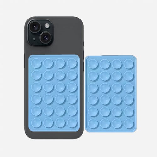 Adhesive Silicone Suction Phone Holder - Sky Blue