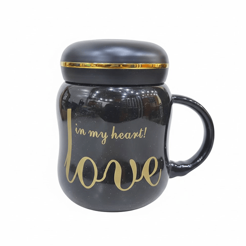 Ceramic Mug With Lid - Black