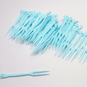 6pcs Disposable Plastic Fruit Forks - Sky Blue