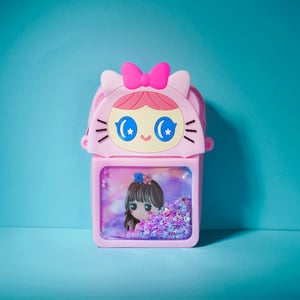 Baby Cartoon Silicon Popit Bag With Stardust - Baby Pink