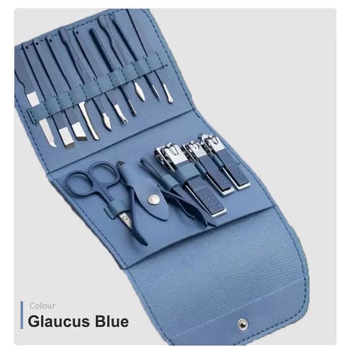16pcs Manicure Set Pouch - Glaucus Blue