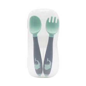 Spoon And Fork Set For Baby - Pistachio