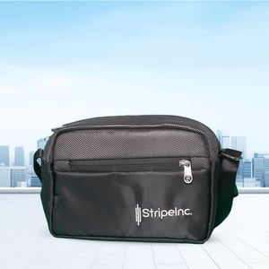 StripeInc Crossbody Net Pattern Bag For Unisex - Black