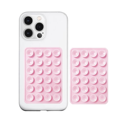 Adhesive Silicone Suction Phone Holder - Baby Pink