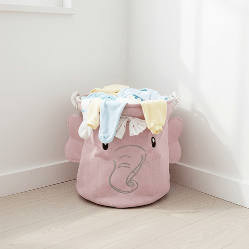 Cloth Storage Basket - Pink Elephant