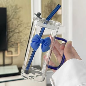 Square Shape Pookie Mug With Straw & Lid - Blue