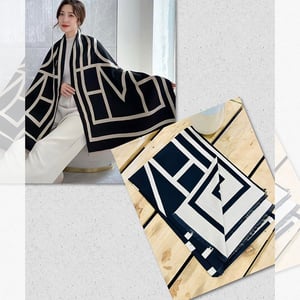 Trendy Korean Style Cashmere Shawl - Toteme Pattern