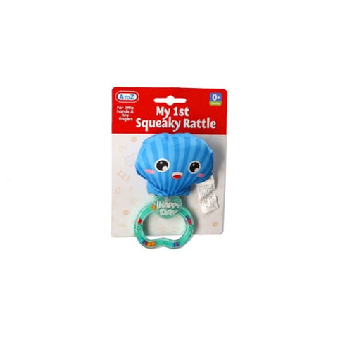 A TO Z My 1st Squeaky Rattle Toy - Blue Shell