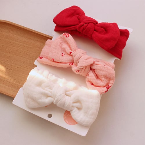 Children's Cute Bow Headband 3pc - Pink love