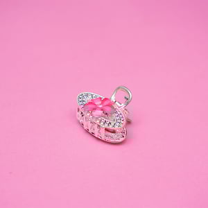 Oval Shape Rhinestone Hair Clip - Hot Pink