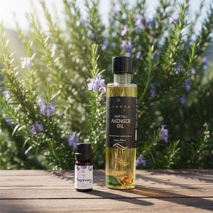 Skin Cafe 100% Natural Essential Oil 10ml - Rosemary With Hawaa Hair Fall Avenger Oil 100ml Combo