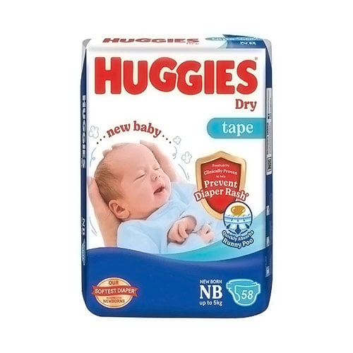 Huggies Dry Tape NB (Upto 5KG) 58pcs•