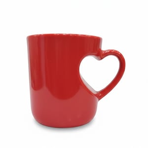 Heart shape Handle Ceramic Mug - Red