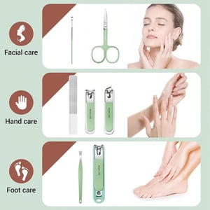 7pcs Manicure Set Box With Holder - Seafoam Green