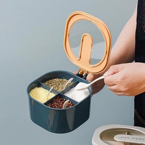 4 in 1 Partition Kitchen Spice Box - Bluish Gray