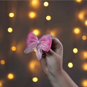 Cute Bow & Pearl Hair Clip 1pc - Pink