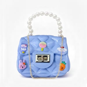 Pearl Handle Bag For Baby Girl - Baby Blue