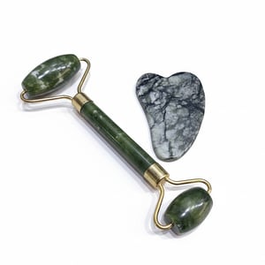 Daily Facial Massage Roller With Small Gua Sha - Green