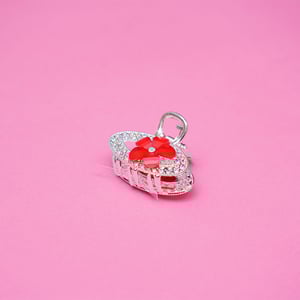 Oval Shape Rhinestone Hair Clip - Red