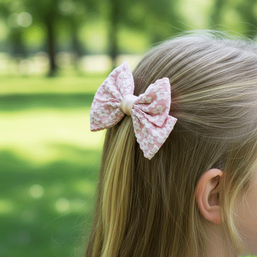 Layered Grosgrain Fabric Bow - Pink