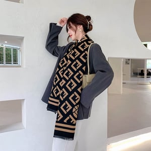 Trendy Korean Style Cashmere Shawl - Fendi Pattern