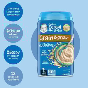 Gerber Grain & Grow Multigrain Cereal (6+months) 227gm•