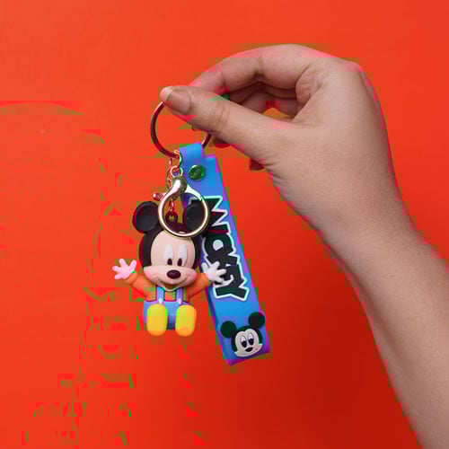 Sitting Pose Mickey Mouse Key Ring - Blue & Orange