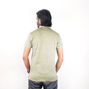 Polo Shirt-Olive with White Pattern