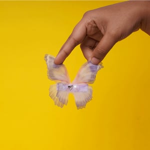 Semi Transparent Net Butterfly Hairclip 1pcs - Purple & White