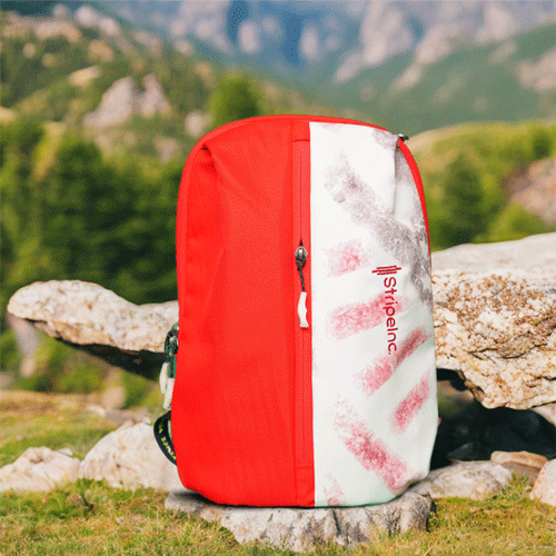 Stripelnc Exclusive Travel Backpack - Red & Creamy Pink