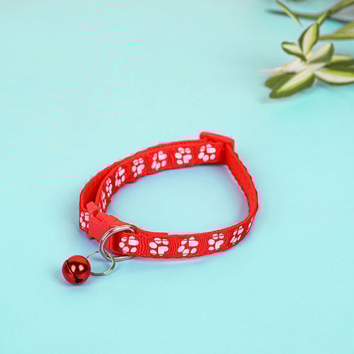 Footprint Patches Cross-Border Pet Neck Collar With Rattle - Red