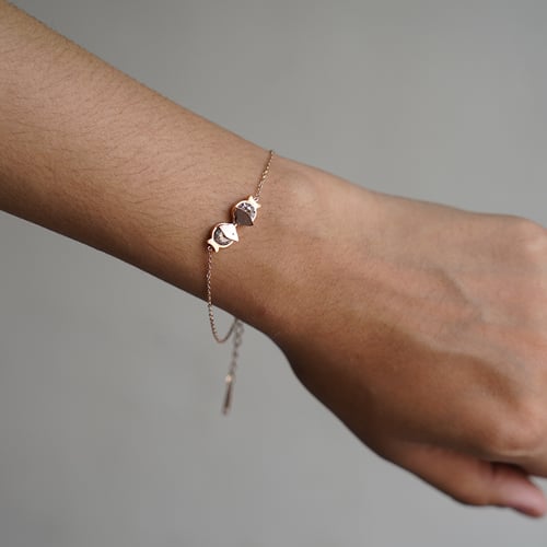 Simple Micro Paved Zircon Thin Bracelet - Rose Gold (M1)