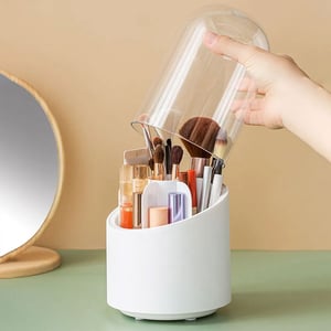 360 Rotary Cosmetic Brush Storage Bucket - White