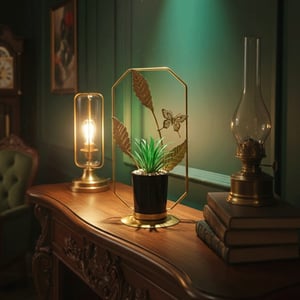 Golden Leaf And Butterfly Succulent Plant Frame Pot