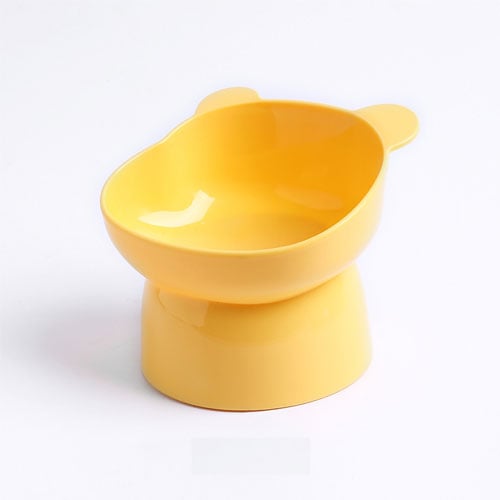 Pipitao Bear Head Plastic Cat Pet Bowl - Yellow