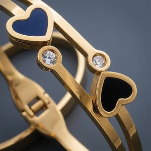 Luxurious Design Bracelet For Women - Double Heart & Stone
