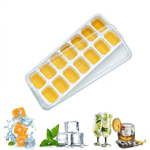 Silicone Ice Cube Tray With Lid - Yellow